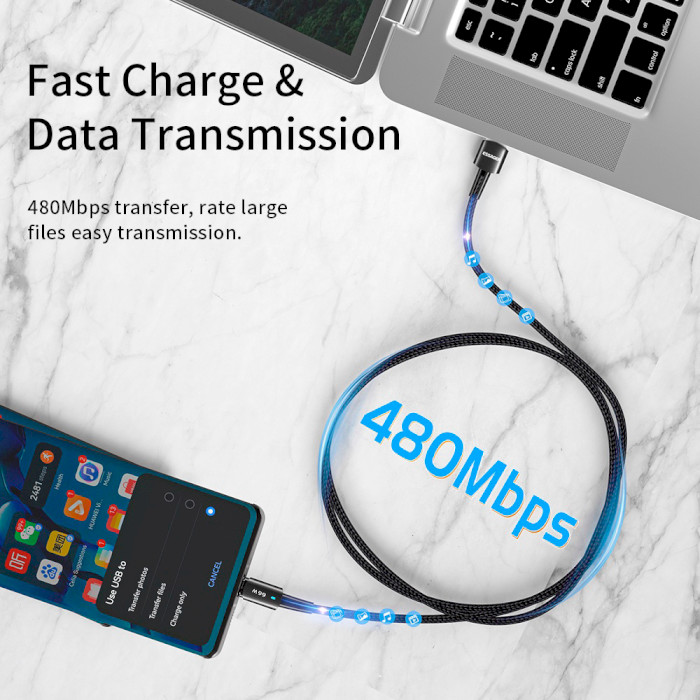 Кабель ESSAGER Sunset Fast Charging Data Cable 6A USB-A to Type-C 66W 3м Black (EXCT-CGC01)