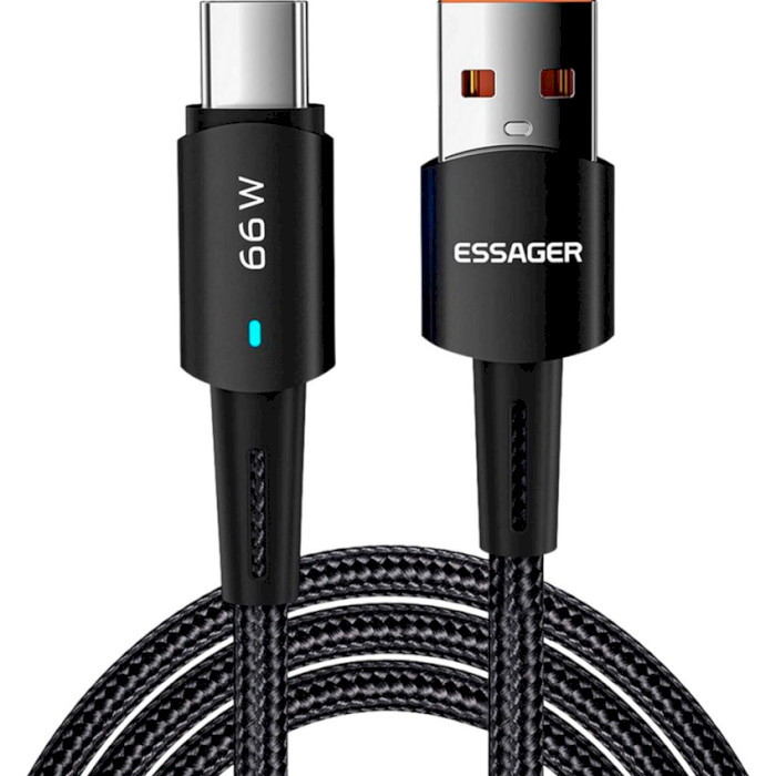 Кабель ESSAGER Sunset 66W Fast Charging Data Cable 6A USB-A to Type-C 2м Black (EXCT-CGA01)