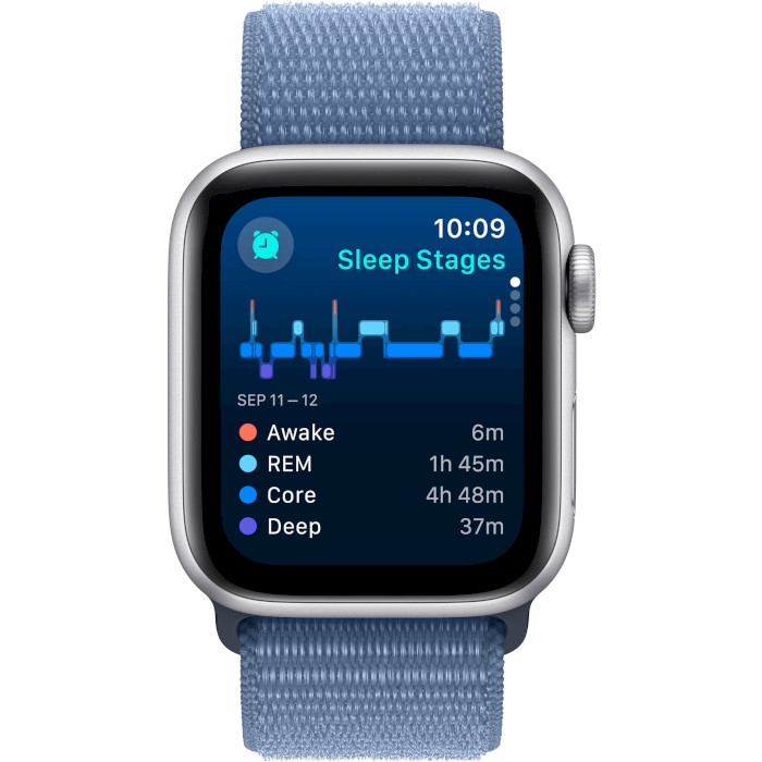 Смарт-годинник APPLE Watch SE 2 GPS 40mm Silver Aluminum Case with Winter Blue Sport Loop (MRE33QP/A)