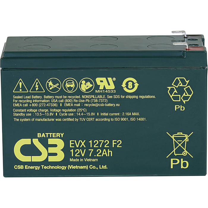 Акумуляторна батарея CSB EVX1272 (12В, 7.2Агод)