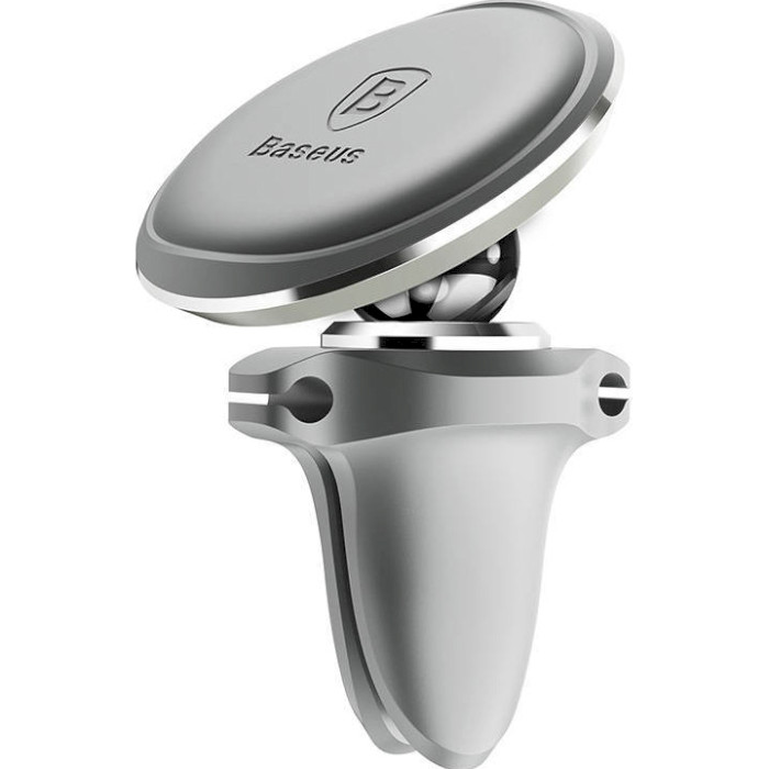 Автотримач для смартфона BASEUS Magnetic Air Vent Car Mount With Cable Clip Silver (SUGX020012)