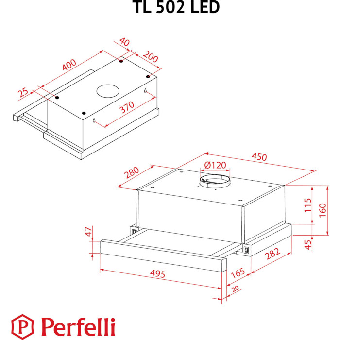 Вытяжка PERFELLI TL 502 WH LED