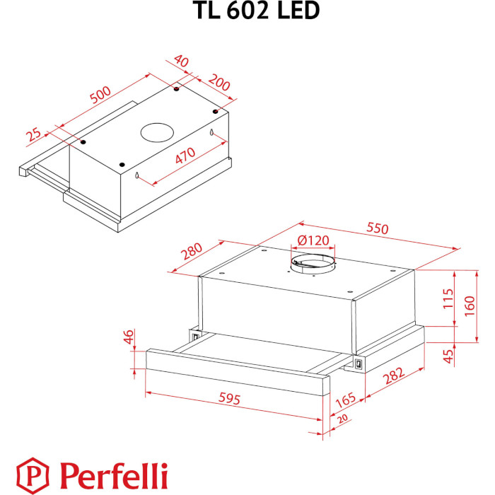 Витяжка PERFELLI TL 602 WH LED