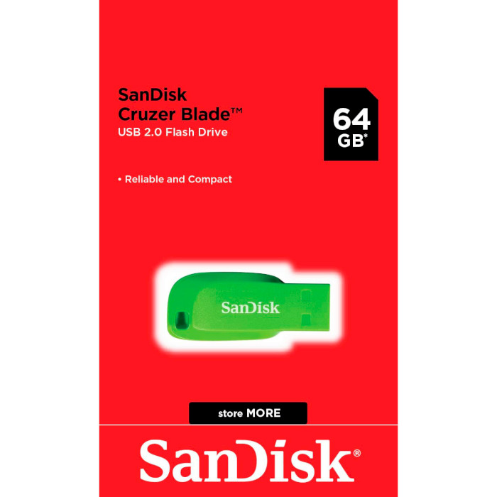 Флэшка SANDISK Cruzer Blade 64GB USB2.0 Green (SDCZ50C-064G-B35GE)