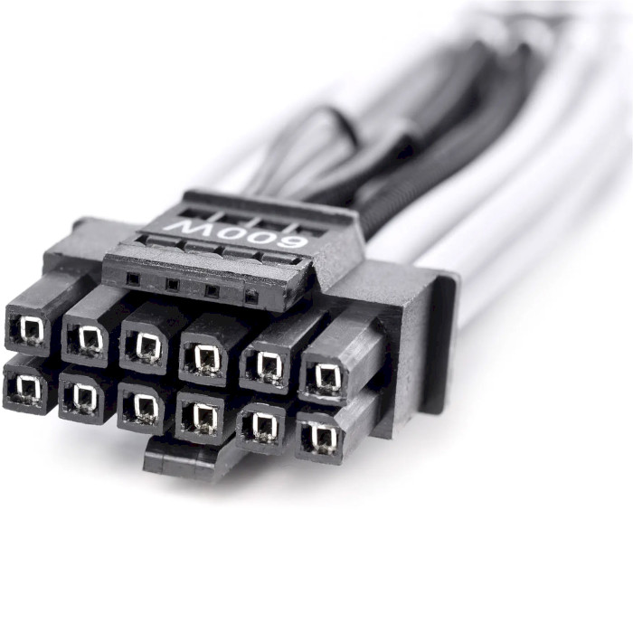 Кабель-подовжувач живлення відеокарти QUBE PCIe 5.0 GPU Cable 600W 12VHPWR to 3x8-pin Black/White (QBW12+4PBW)