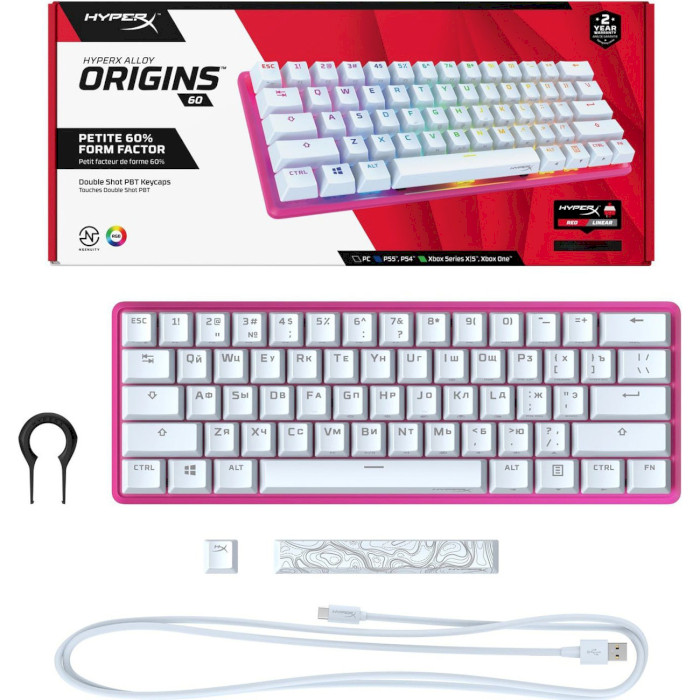 Клавіатура HYPERX Alloy Origins 60 Pink (572Y6AA)