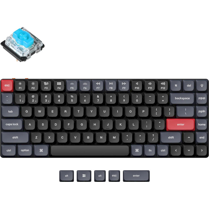 Клавиатура беспроводная KEYCHRON K3 Pro 84-key White Backlight Gateron Blue Switches Black