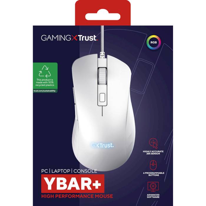 Миша ігрова TRUST Gaming GXT924 YBAR+ White (24891)