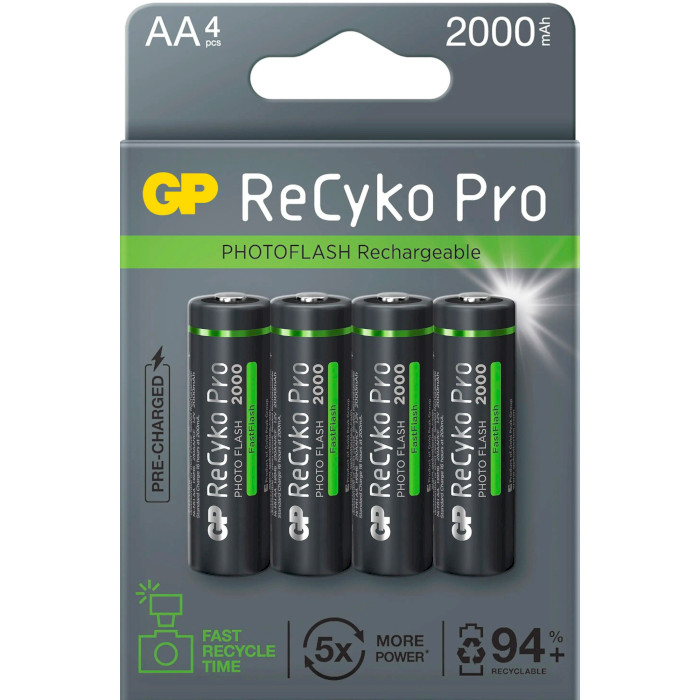 Акумулятор GP ReCyko Pro Photoflash AA 2000mAh 4шт/уп (GP210AAHCF-2APCEB4)