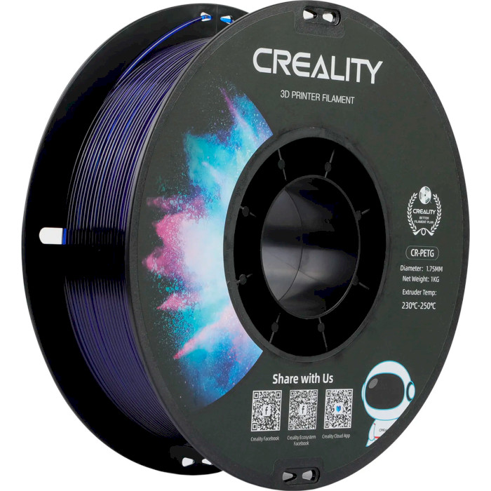Пластик (филамент) для 3D принтера CREALITY CR-PETG 1.75mm, 1кг, Transparent Blue (3301030036)