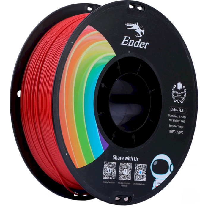 Пластик (філамент) для 3D принтера CREALITY Ender-PLA+ 1.75mm, 1кг, Red (3301010309)