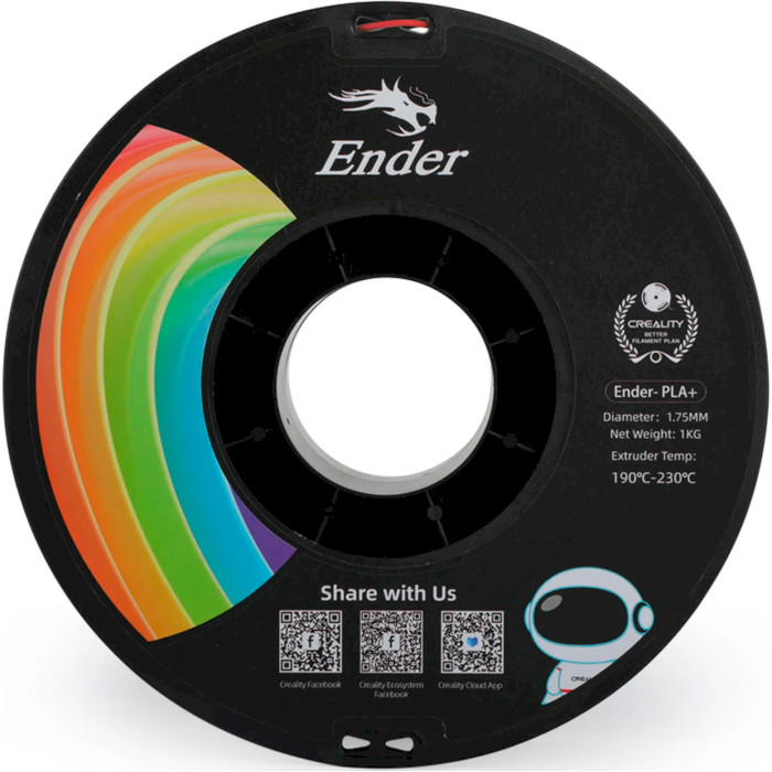 Пластик (филамент) для 3D принтера CREALITY Ender-PLA+ 1.75mm, 1кг, Red (3301010309)