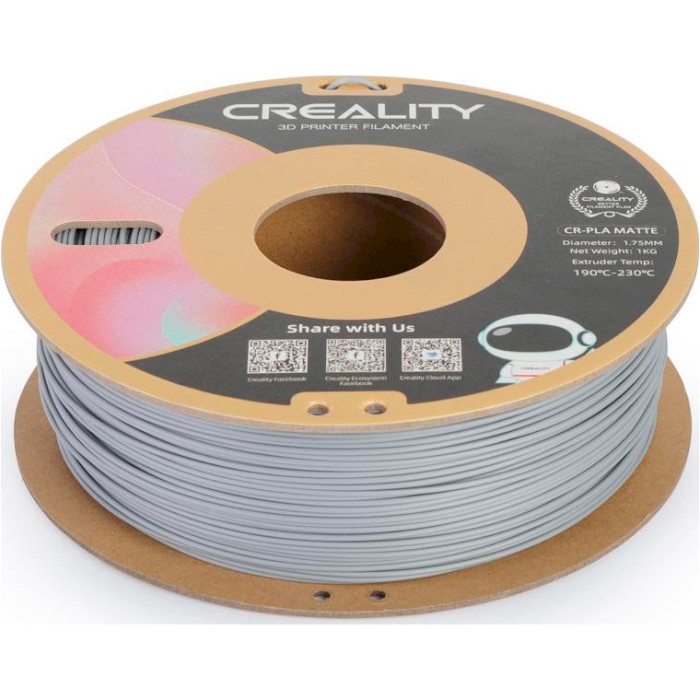 Пластик (филамент) для 3D принтера CREALITY CR-PLA Matte 1.75mm, 1кг, Gray (3301010299)