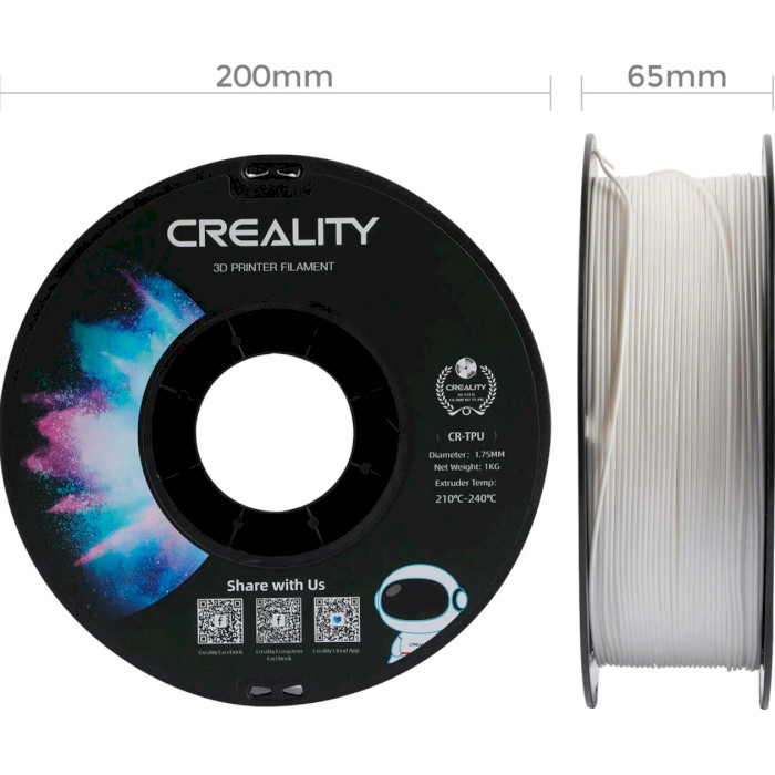 Пластик (філамент) для 3D принтера CREALITY CR-TPU 1.75mm, 1кг, White (3301040033)