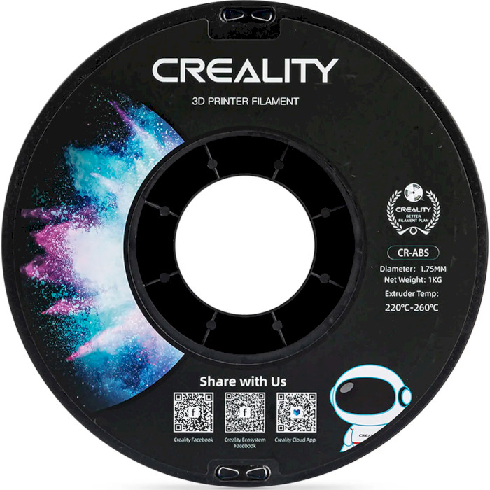 Пластик (филамент) для 3D принтера CREALITY CR-ABS 1.75mm, 1кг, Gray (3301020034)