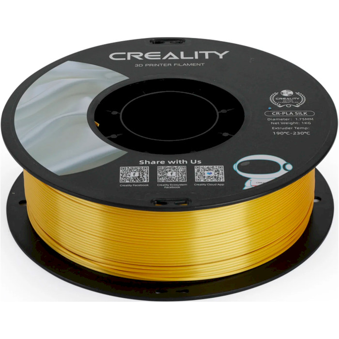 Пластик (філамент) для 3D принтера CREALITY CR-PLA Silk 1.75mm, 1кг, Gold (3301120001)