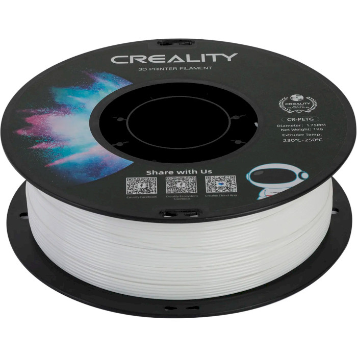 Пластик (філамент) для 3D принтера CREALITY CR-PETG 1.75mm, 1кг, White (3301030034)