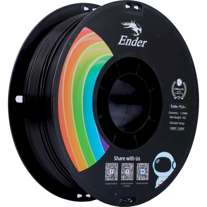 Пластик (філамент) для 3D принтера CREALITY Ender-PLA+ 1.75mm, 1кг, Black (3301010306)