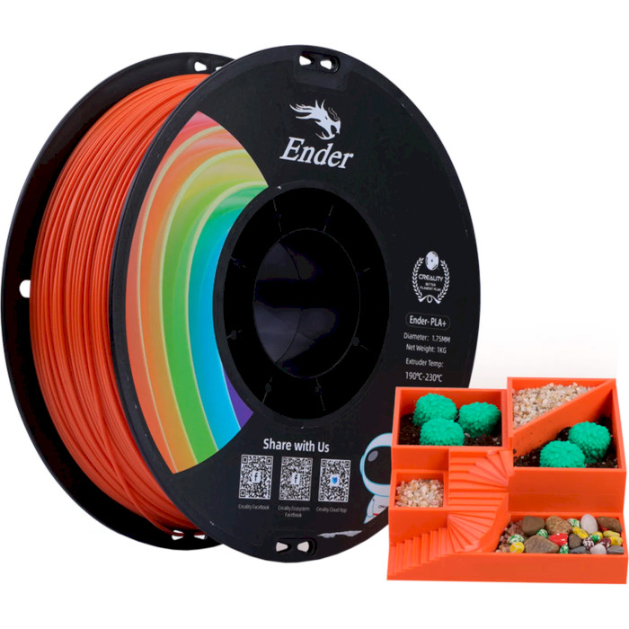 Пластик (филамент) для 3D принтера CREALITY Ender-PLA+ 1.75mm, 1кг, Orange (3301010307)