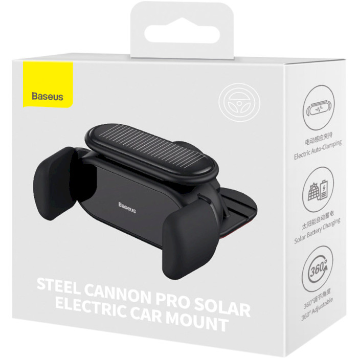 Автодержатель для смартфона BASEUS Steel Cannon Pro Solar Electric Car Moun Black (SUGP010001)