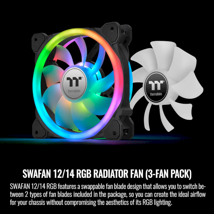 Комплект вентиляторов THERMALTAKE Swafan 14 RGB Radiator TT Premium Edition Black 3-Pack (CL-F138-PL14SW-A)