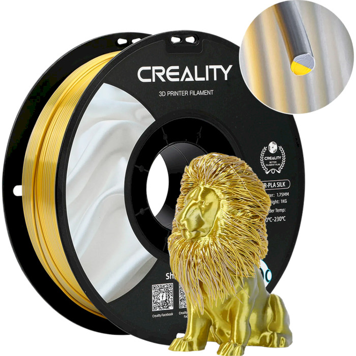 Пластик (філамент) для 3D принтера CREALITY CR-PLA Silk 1.75mm, 1кг, Silver/Gold (3301120012)