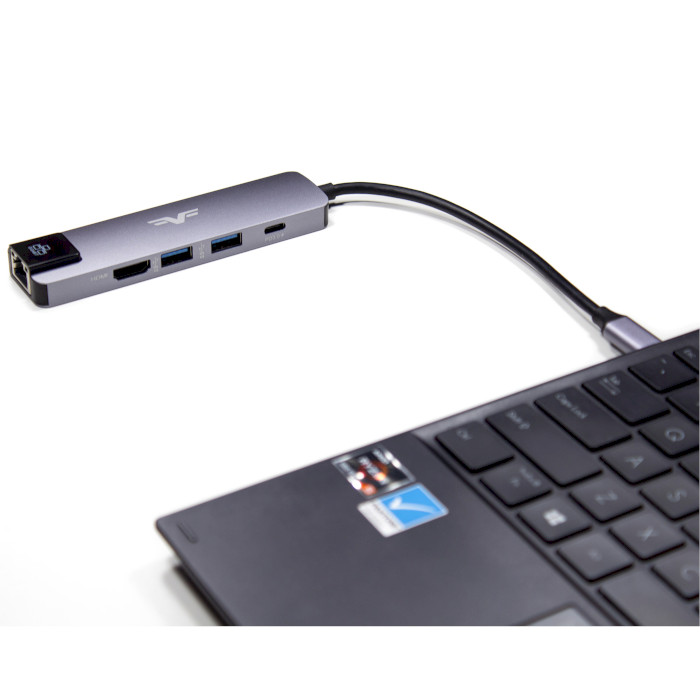 Порт-реплікатор FRIME 5-in-1 USB-C to HDMI, 2xUSB3.0, LAN, PD Space Gray (FH-5IN1.311HL)