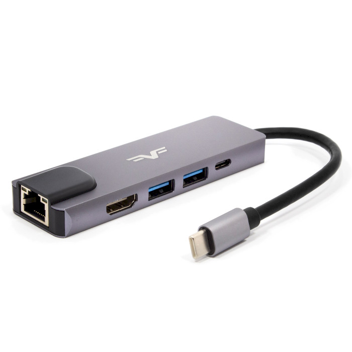 Порт-реплікатор FRIME 5-in-1 USB-C to HDMI, 2xUSB3.0, LAN, PD Space Gray (FH-5IN1.201HL)