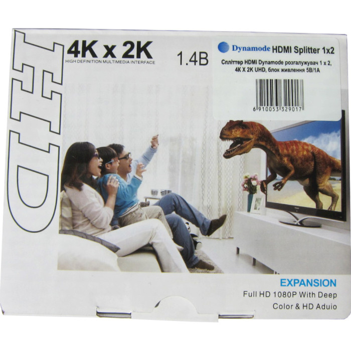 HDMI сплиттер 1 to 2 DYNAMODE 1x2, 4Kx2K, 3D