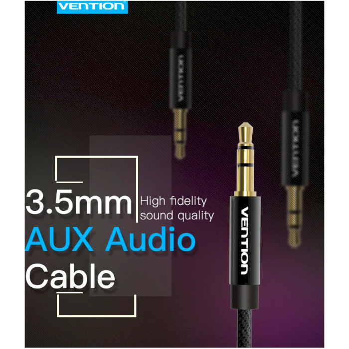 Кабель VENTION AUX Audio Cable mini-jack 3.5mm 3м Black (BAGBI)