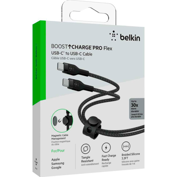 Кабель BELKIN Boost Up Charge Pro Flex USB-C to USB-C 1м Black (CAB011BT1MBK)