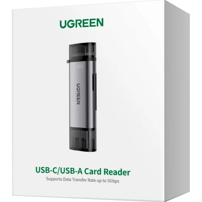 Кардрідер UGREEN CM185 USB Type-C + USB3.0 for TF/SD Card Reader Gray (50706)