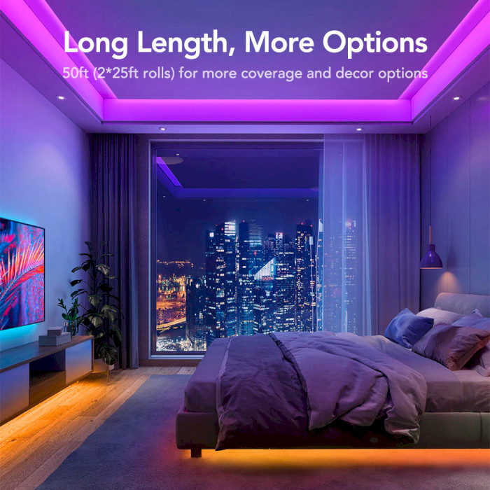 Розумна LED стрічка GOVEE H6154 Smart Wi-Fi + Bluetooth LED Strip Lights RGB 15м (H61543A1)