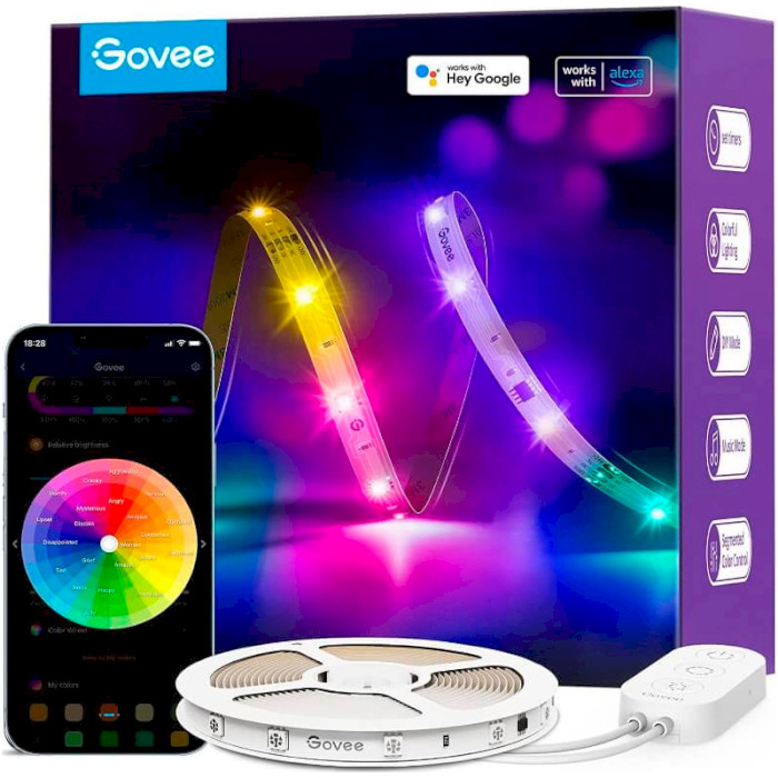 Розумна LED стрічка GOVEE H618C Basic Wi-Fi + Bluetooth LED Strip Lights RGBIC 10м (H618C3D1)