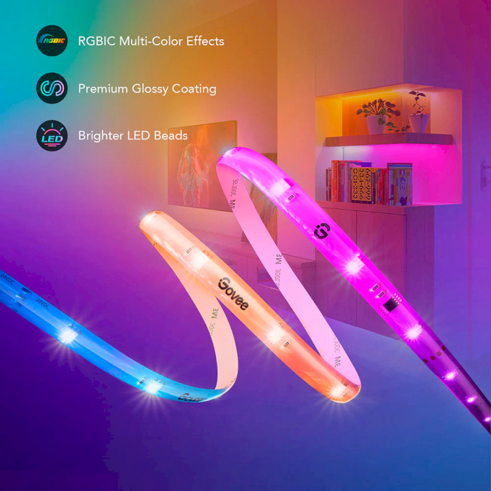 Розумна LED стрічка GOVEE H619C Basic Wi-Fi + Bluetooth LED Strip Light with Protective Coating RGBIC 10м (H619C3D1)