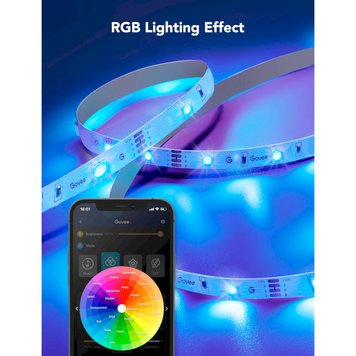 Розумна LED стрічка GOVEE H615A Smart Wi-Fi + Bluetooth LED Strip Lights RGB 5м (H615A3A3)