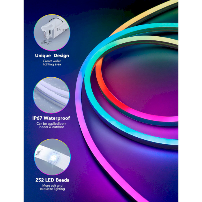 Розумна LED стрічка GOVEE H61A0 LED Neon Rope Light RGBIC 3м (H61A03D1)