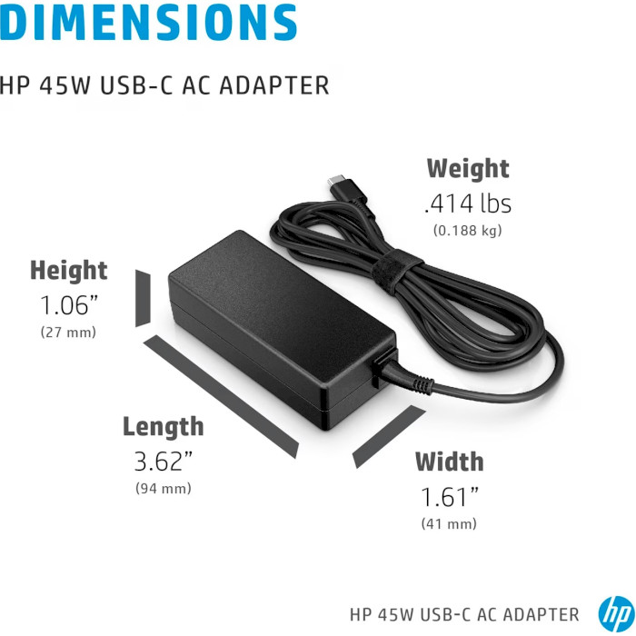 Блок живлення HP 45W USB-C AC Adapter 45W (N8N14AA)
