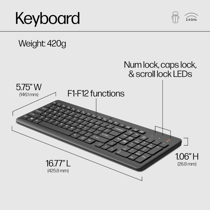 Комплект бездротовий HP 330 Wireless Keyboard and Mouse Combo Black (2V9E6AA)