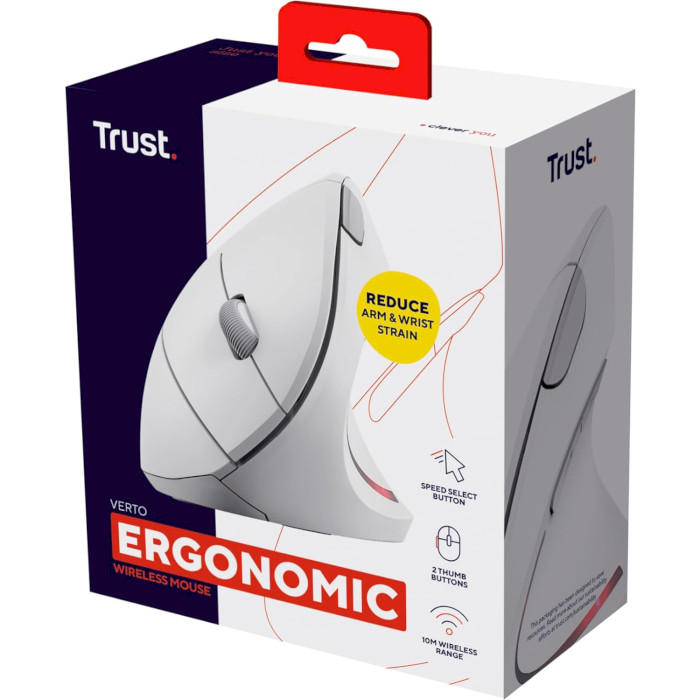 Вертикальна миша TRUST Verto Ergonomic Wireless White (25132)