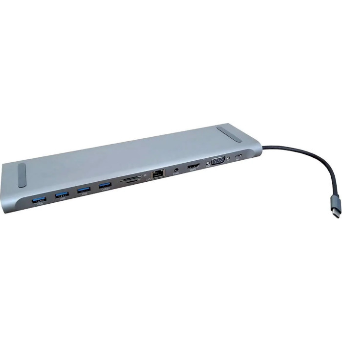 Док-станція для ноутбука DYNAMODE 11-in-1 USB-C to HDMI, VGA, 3xUSB2.0, 1xUSB3.0, LAN, AUX, TF/SD, PD
