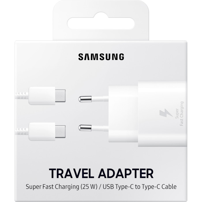 Зарядное устройство SAMSUNG EP-T2510 25W PD3.0 White w/Type-C to Type-C cable (EP-T2510XWEGEU)
