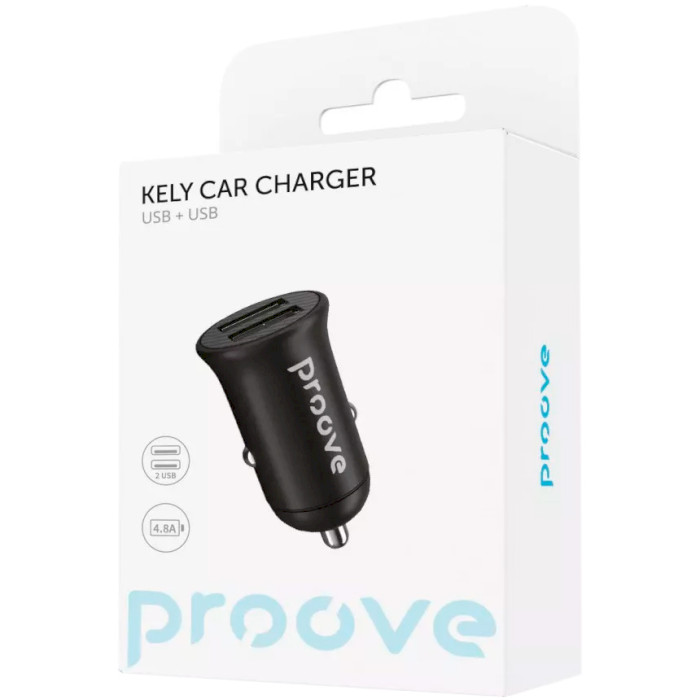 Автомобильное зарядное устройство PROOVE Kely Car Charger 10W 2xUSB-A Black