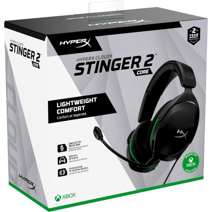 Ігрові навушники HYPERX CloudX Stinger 2 Core for Xbox Black (6H9B8AA)