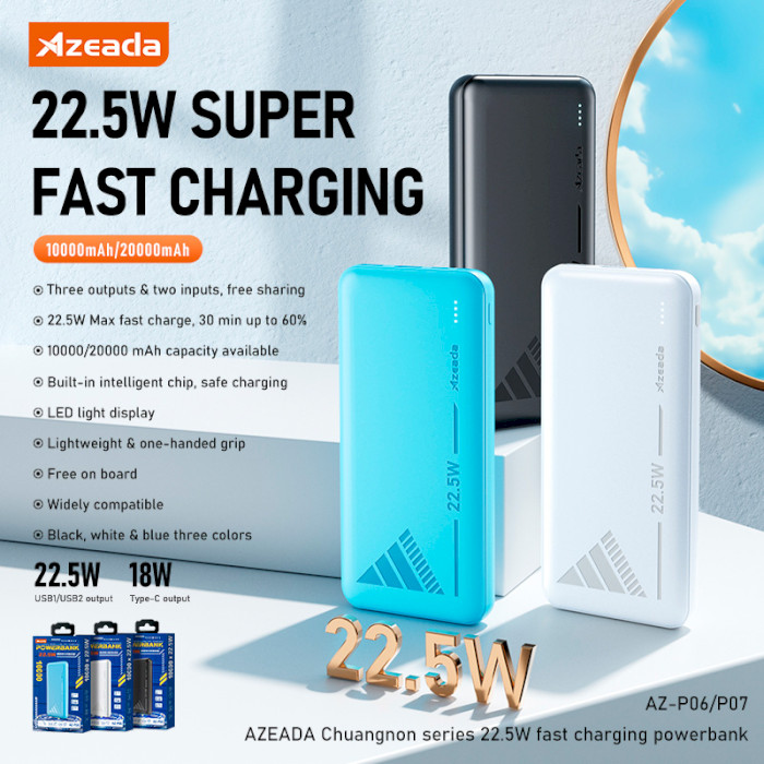 Повербанк PRODA Azeada Chuangnon AZ-P07 22.5W PD+QC Fast Charging Power Bank 20000mAh Black