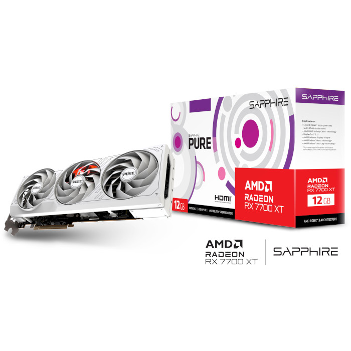 Видеокарта SAPPHIRE Pure AMD Radeon RX 7700 XT 12GB (11335-03-20G)