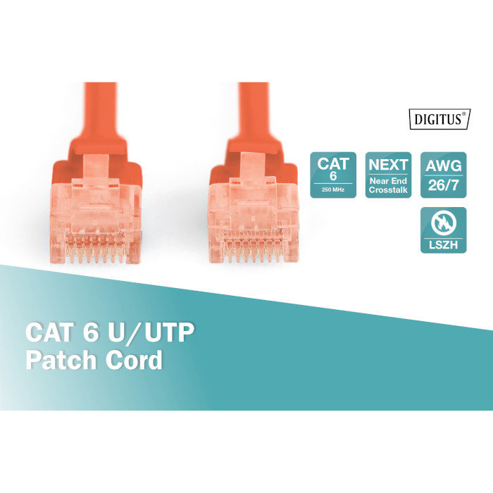 Патч-корд DIGITUS U/UTP Cat.6 0.25м Red (DK-1617-0025/R)