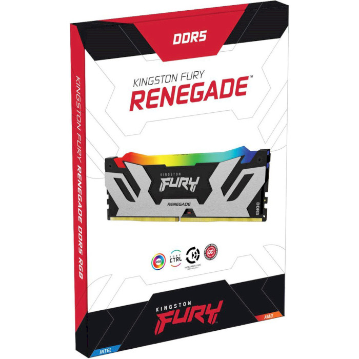 Модуль пам'яті KINGSTON FURY Renegade RGB Black/Silver DDR5 7200MHz 48GB Kit 2x24GB (KF572C38RSAK2-48)