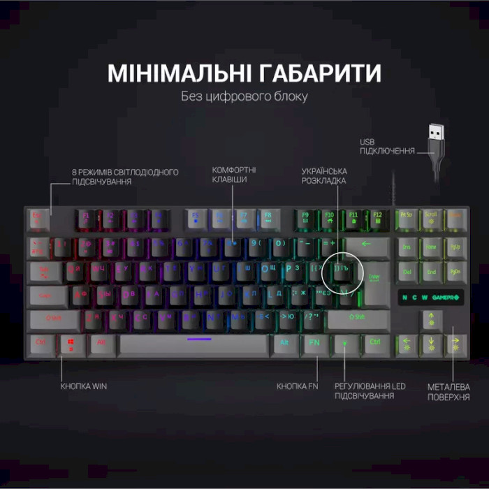 Клавиатура GAMEPRO MK100 Red Switch