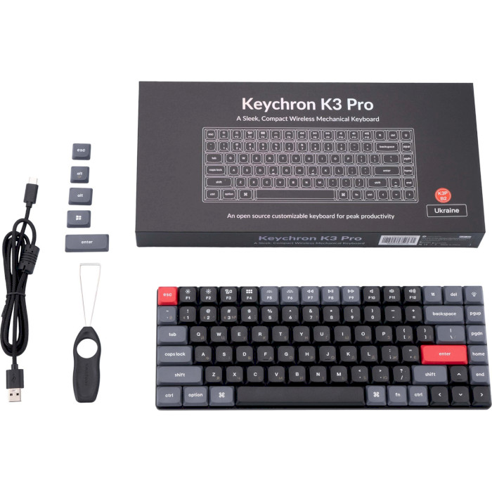 Клавіатура бездротова KEYCHRON K3 Pro 84-key RGB Backlight Gateron Brown Switches Black